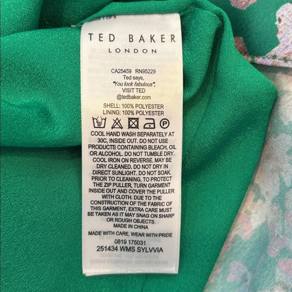 Ted Baker London Serendipity Green Floral Tiered Skirt Size 1